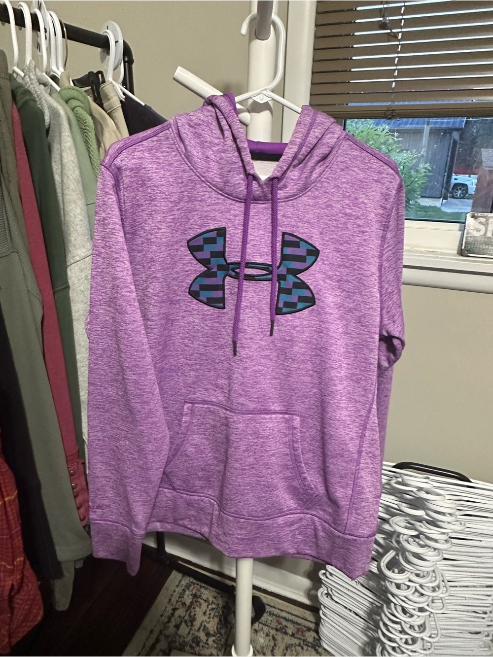 Under Armour Purple Tech Hoodie with Blue Accent Logo